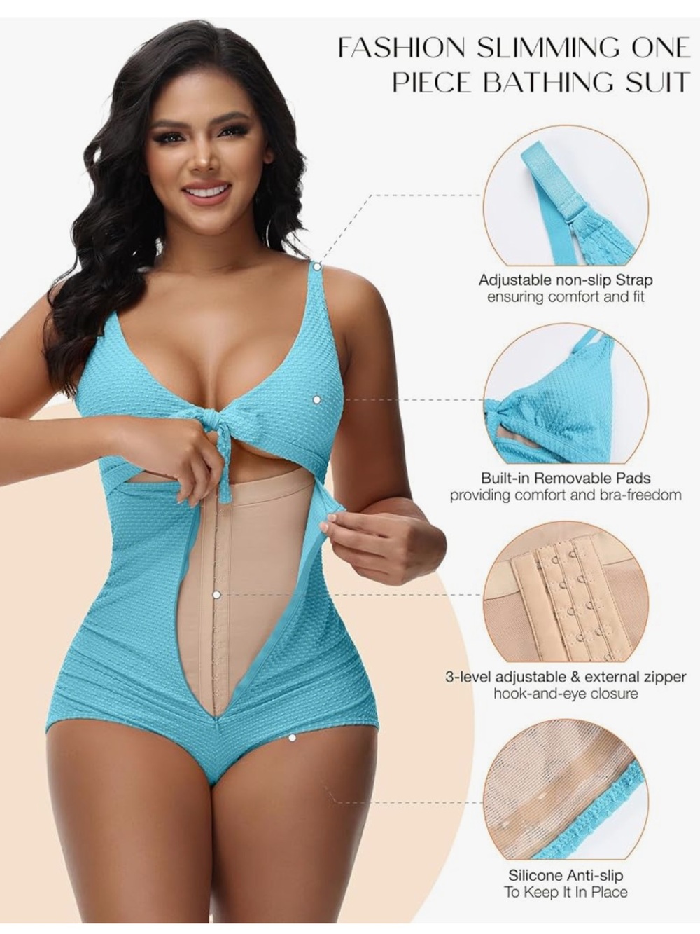 SHAPSHE Women's Tummy Control Swimsuit One Piece Slimming Bathing swim NWOT